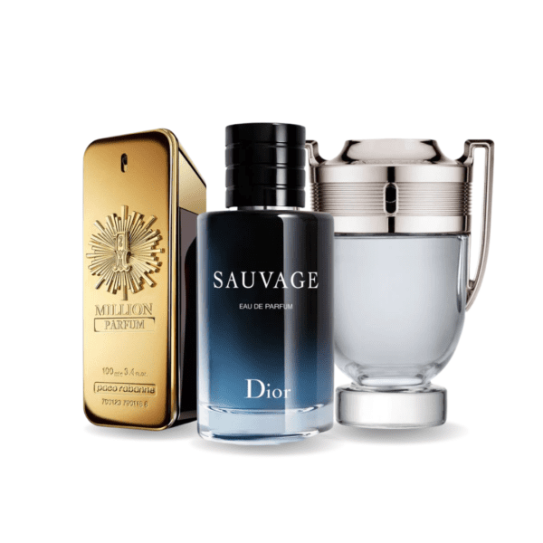 Perfume Gift Bundle – Set of 3 - 1 Million Parfum af Paco Rabanne, Sauvage af Dior og Invictus af Paco Rabanne