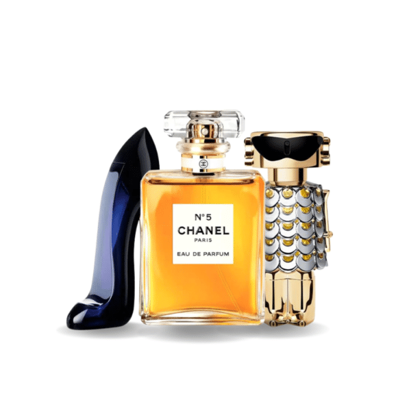 Perfume Gift Bundle – Set of 3 - Good Girl af Carolina Herrera, Nº5 af Chanel og Fame af Paco Rabanne