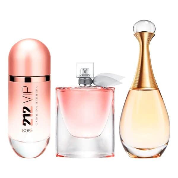 Perfume Gift Bundle – Set of 3 – 212 VIP Rosé, La Vie Est Belle og J'adore