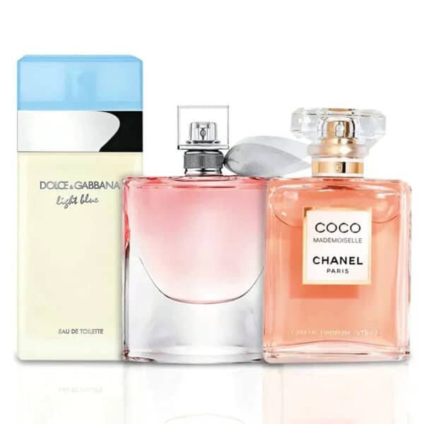Perfume Gift Bundle – Set of 3  – La Vie Est Belle, Coco Mademoiselle og Light Blue