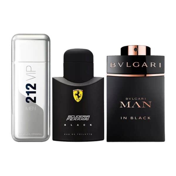 Perfume Gift Bundle – Set of 3 – 212 VIP, Ferrari Black og Bvlgari In Black
