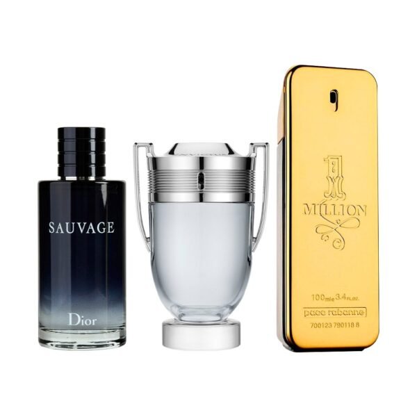 Perfume Gift Bundle – Set of 3 – Sauvage Dior, Invictus, One Million